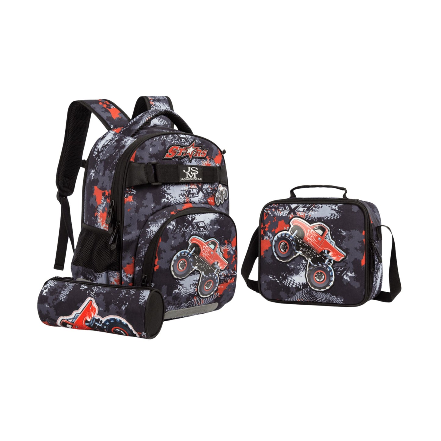 Boys Monster Truck 3 Piece Backpack Set