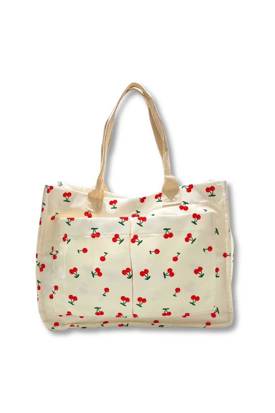 AB412 Cherry Print Canvas Tote Bag