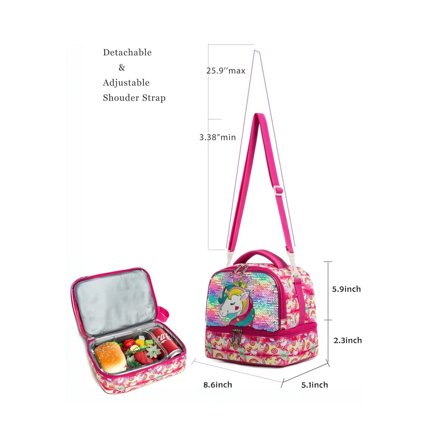 Girls Unicorn Insulated Lunch Bag