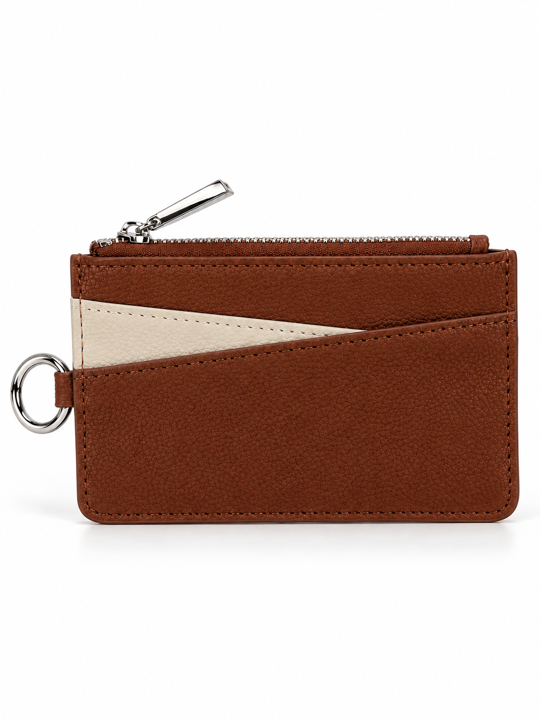 Pebbled Zip Card Holder with Keyring