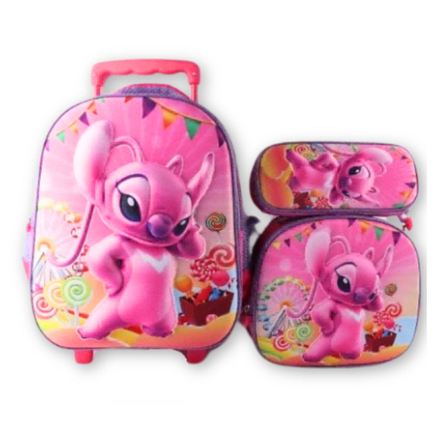 G594 Lilo & Stitch Angel 3 Piece Trolley Backpack Set