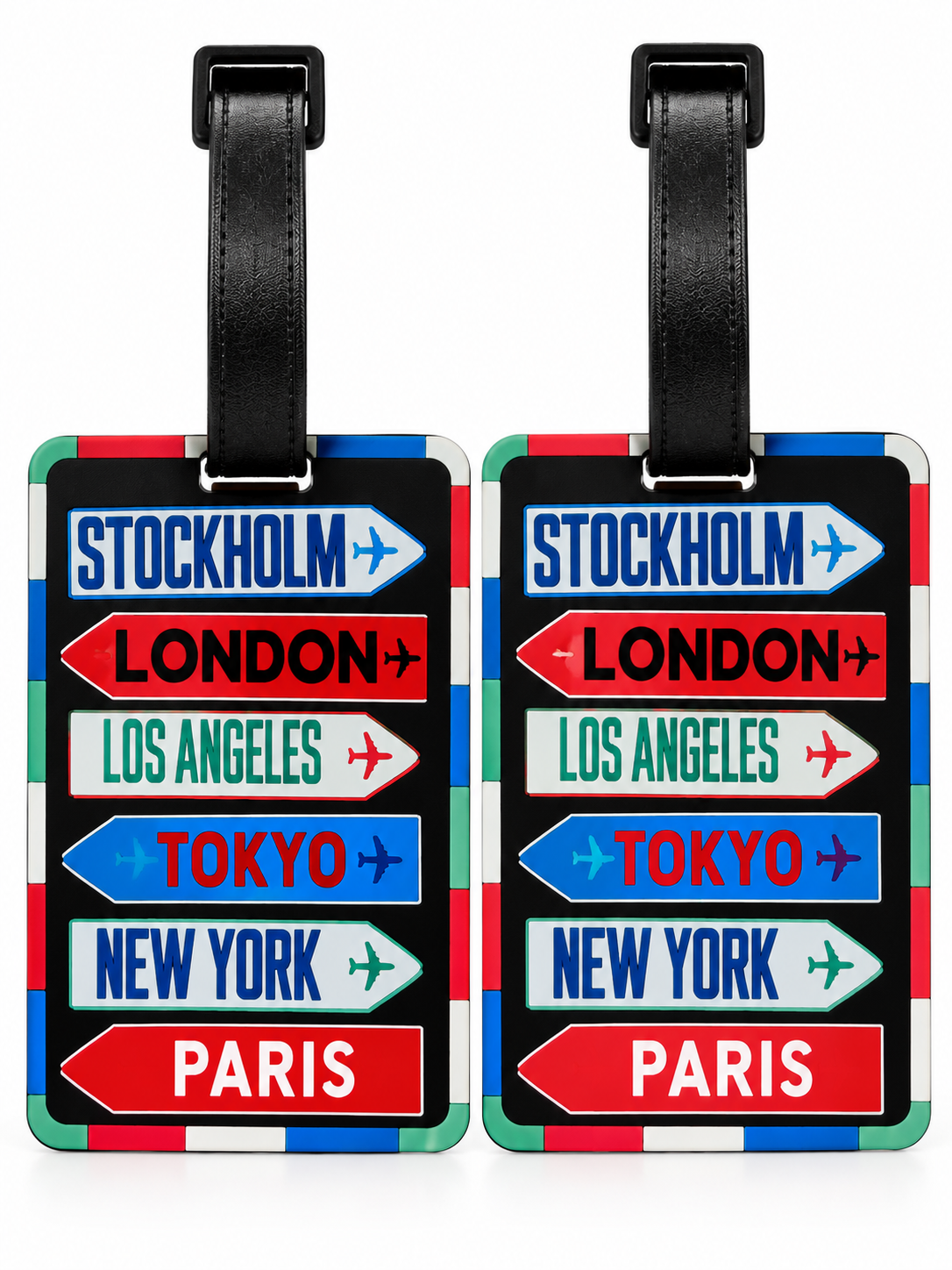 Patterned Luggage Tags with Adjustable Straps – 2 Pack