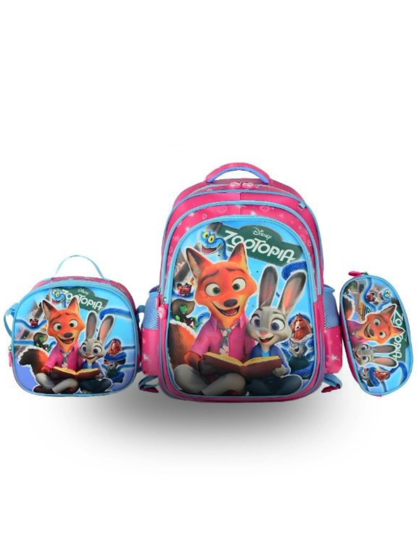 Girls - 3-Piece LED School Backpack Set - Fox & Bunny Design