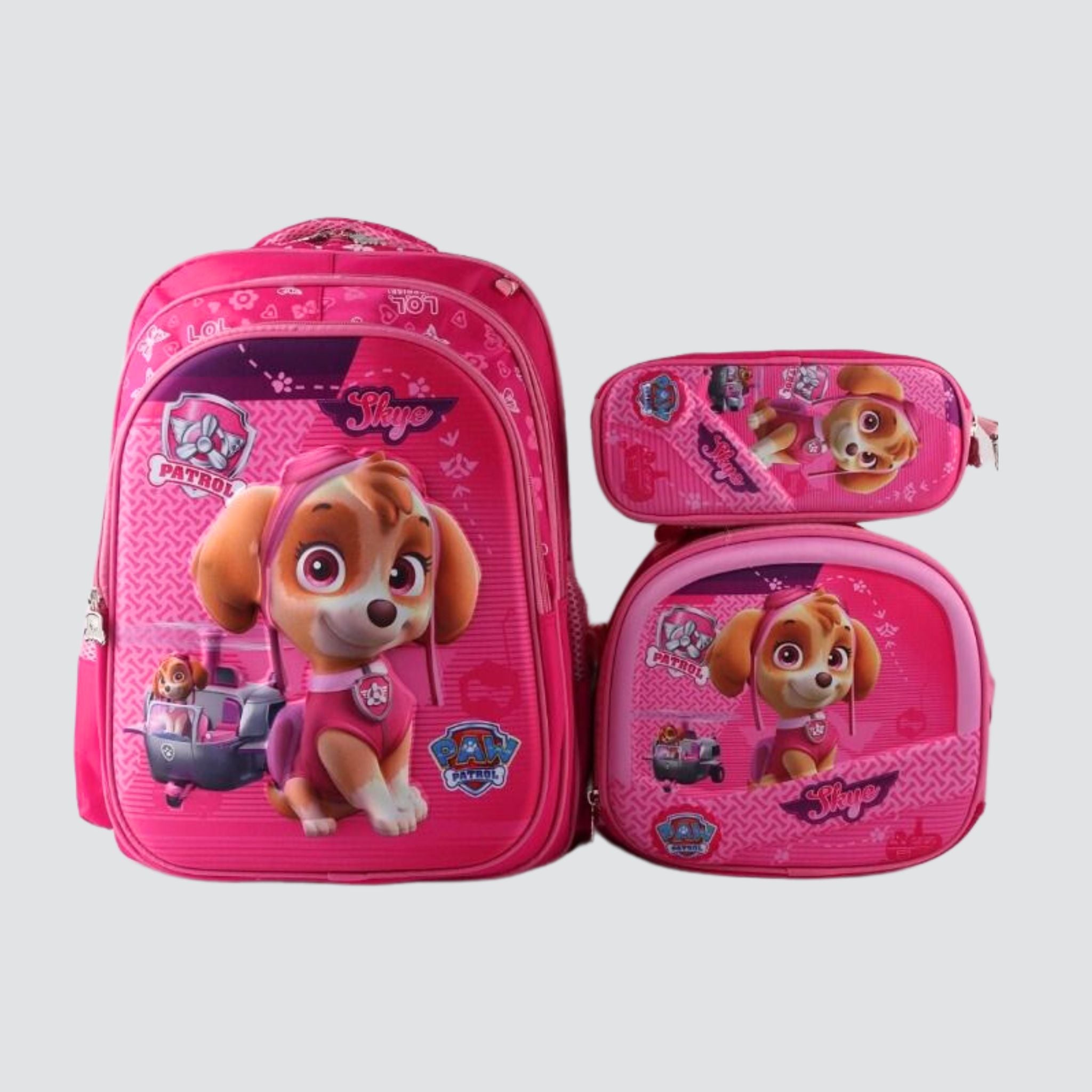 Paw Patrol Girls Backpack Skye Lunch bag, Pencil Case & Bottle 4 Piece Set