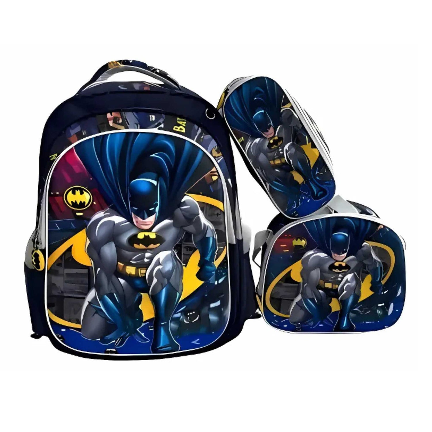 batman backpack jansport The vs Joker Batpack It is constructed from Black polyester for durability with one large main compartment and a front utility pocket with organizer for plenty of storage options G618 Batman 3-piece Backpack Set