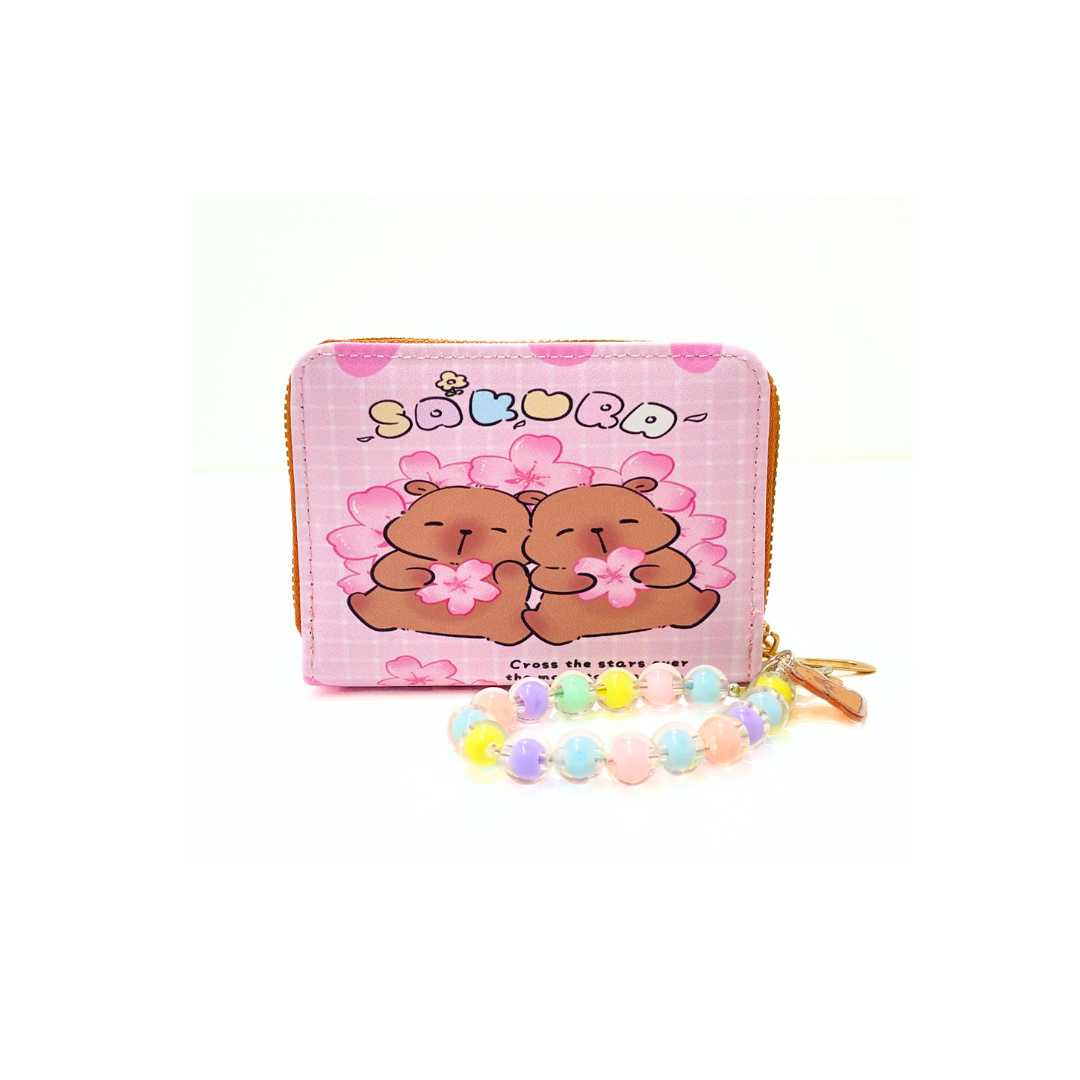 S3797 Capybara Mini Wallet with beaded Wristlet strap