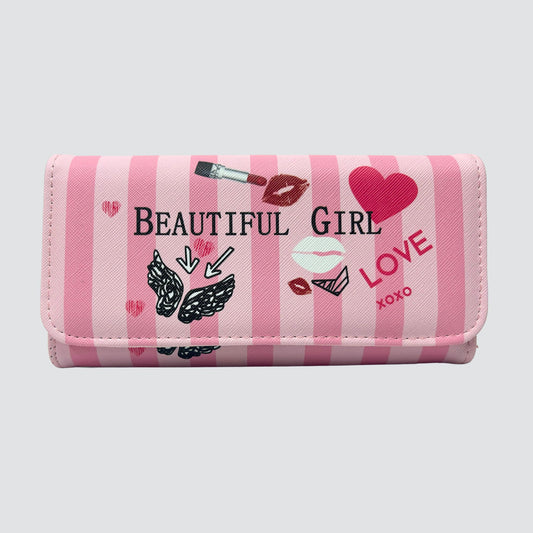 Pink Striped Victoria's Secret Wallet / Crossbody 
