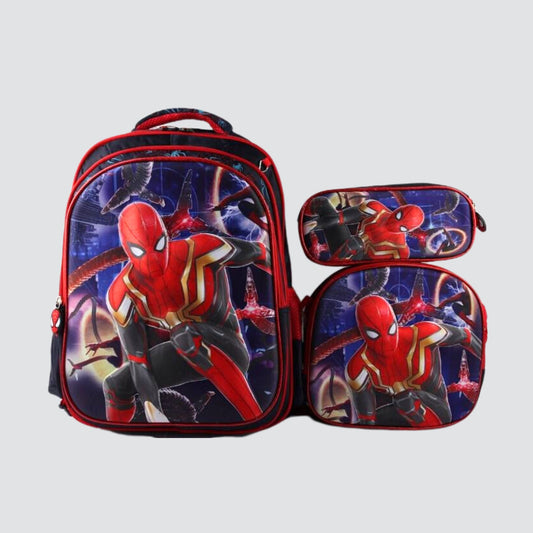Spider man Character 3 piece bookbag , lunch bag and pencil case trolley set