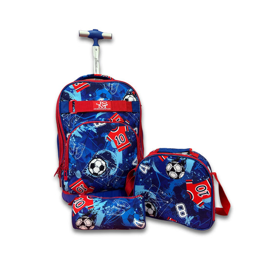 Boys Football 3-Piece Trolley Backpack Set