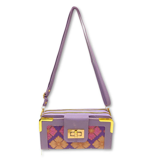 S3844 Flower Print Crossbody Wallet