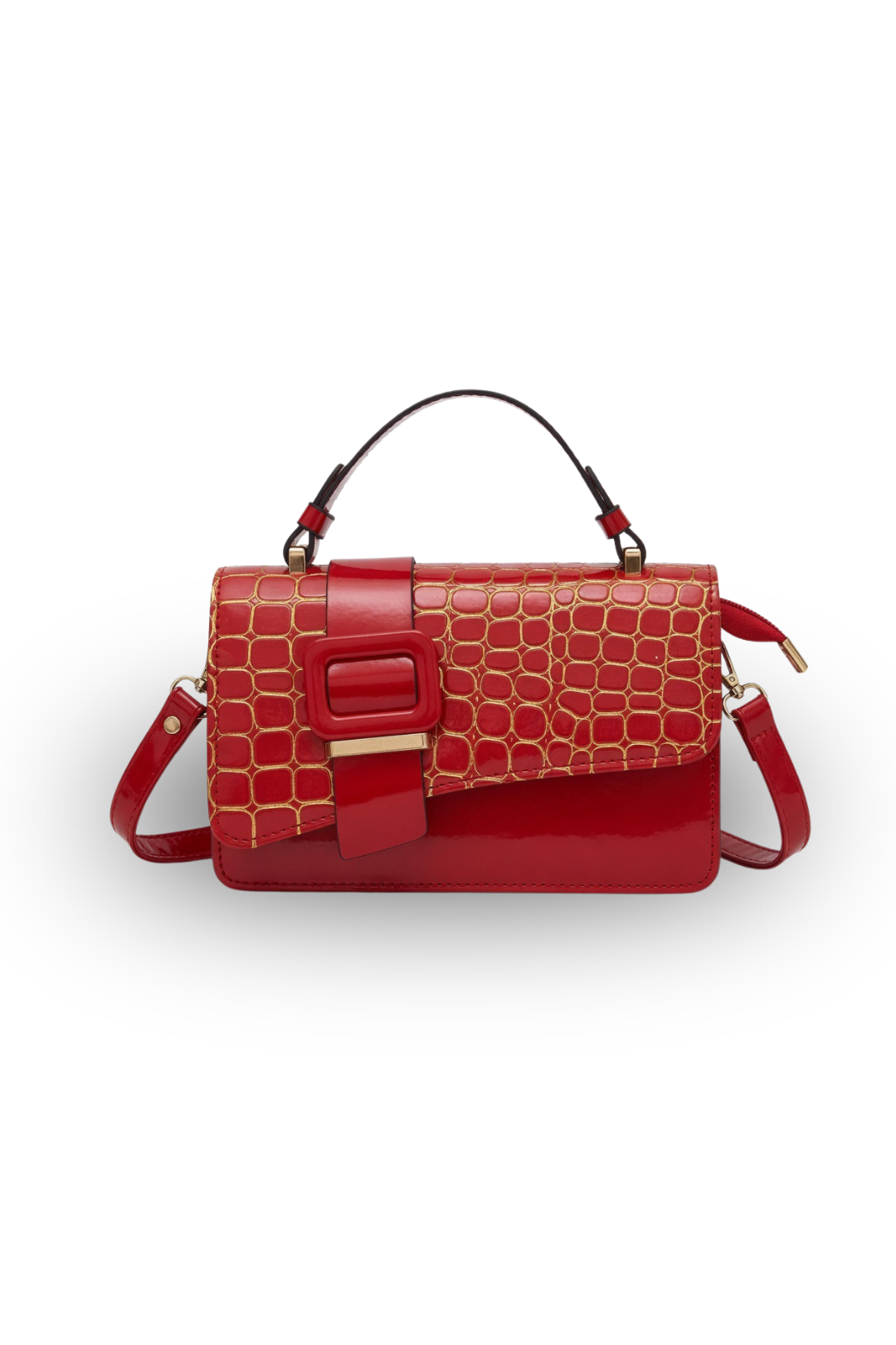 Croc Texture Buckle Handbag