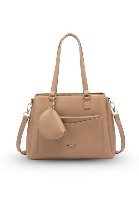 Structured Tote Handbag with Strap & Mini Pouch