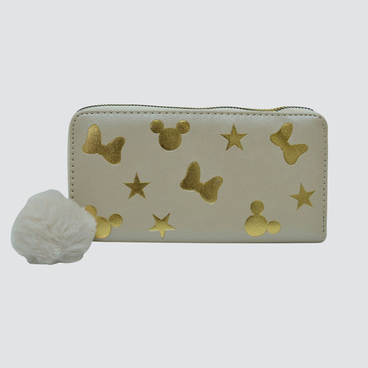Khaki Mickey Mouse Wallet with Gold Detailing