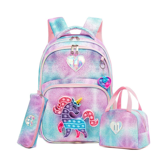 Unicorn Pop it 3-Piece Backpack Set