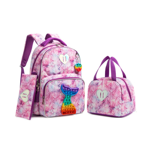 Mermaid Pop- it 3-Piece Backpack Set