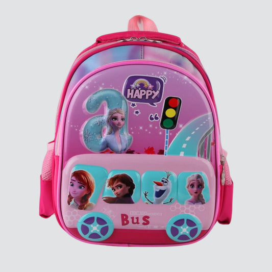 Elsa , anna and olaf on a bus character backpack