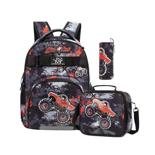 Boys Monster Truck 3 Piece Backpack Set