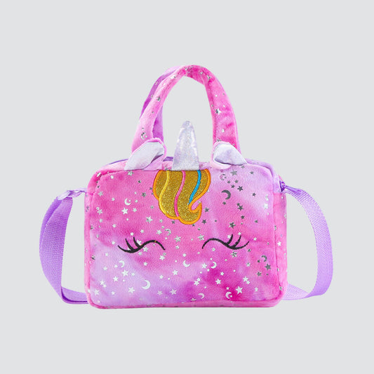 Purple Multicoloured Unicorn Plush Handbag / Crossbody