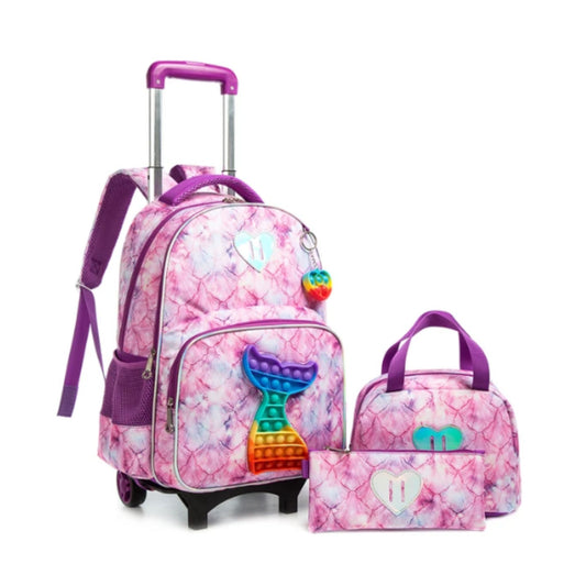 Mermaid Pop- it 3-Piece Backpack / Trolley Set