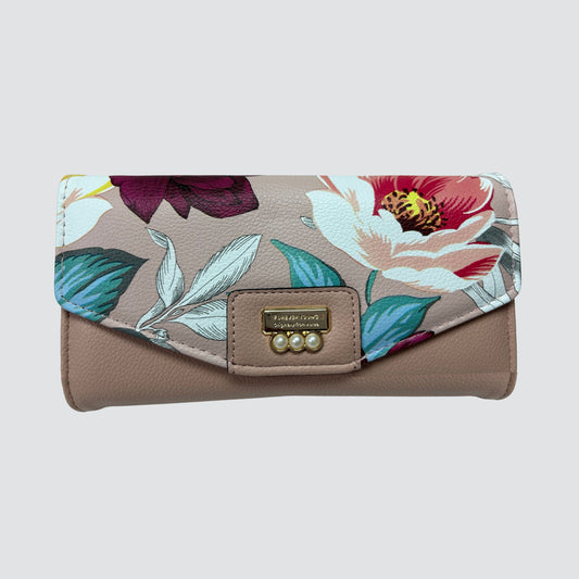 Peach Ladies Floral Wallet / Crossbody