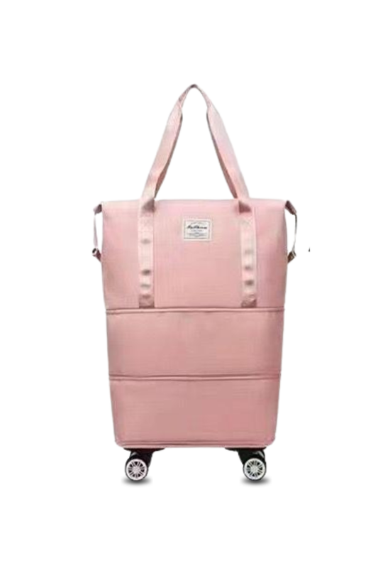 Expandable Travel Tote Bag with Luggage Wheels Sleeve