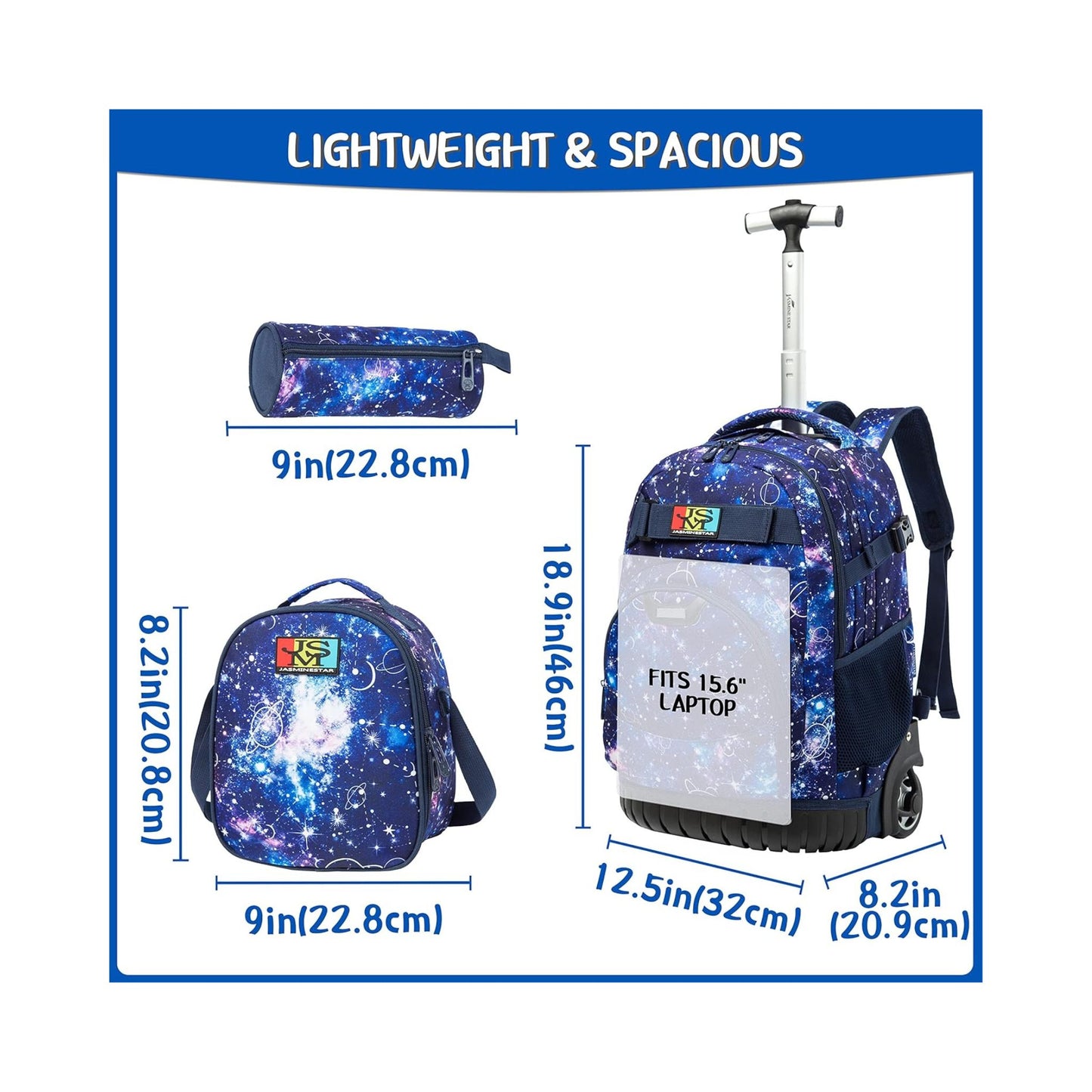 Space 3-Piece Backpack Trolley Set