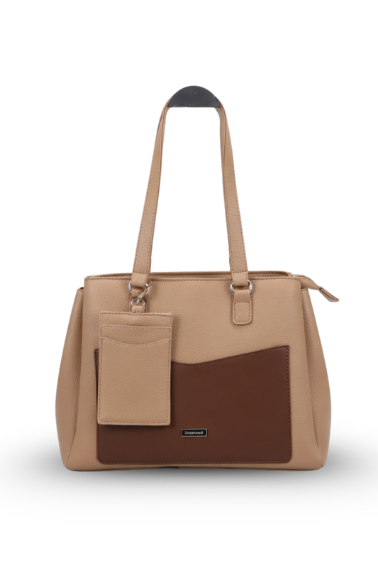 Color block Tote Handbag with Card Holder