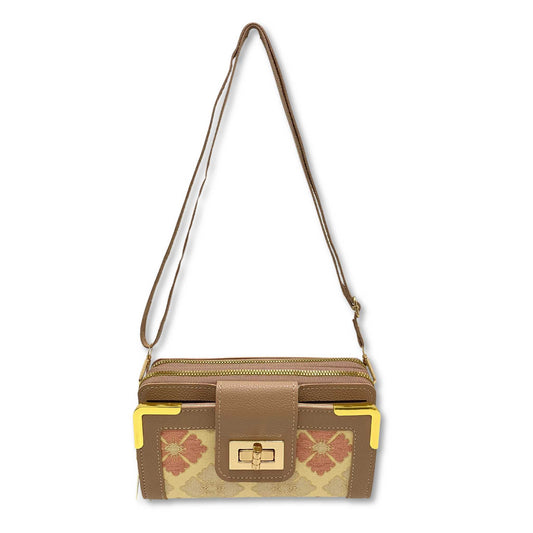 S3844 Flower Print Crossbody Wallet