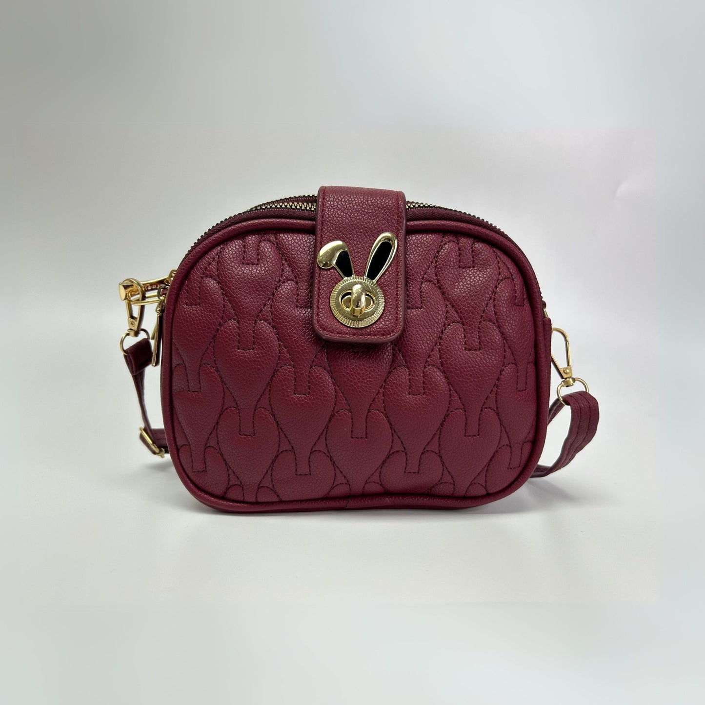 Burgundy Bunny Ears Crossbody Bag