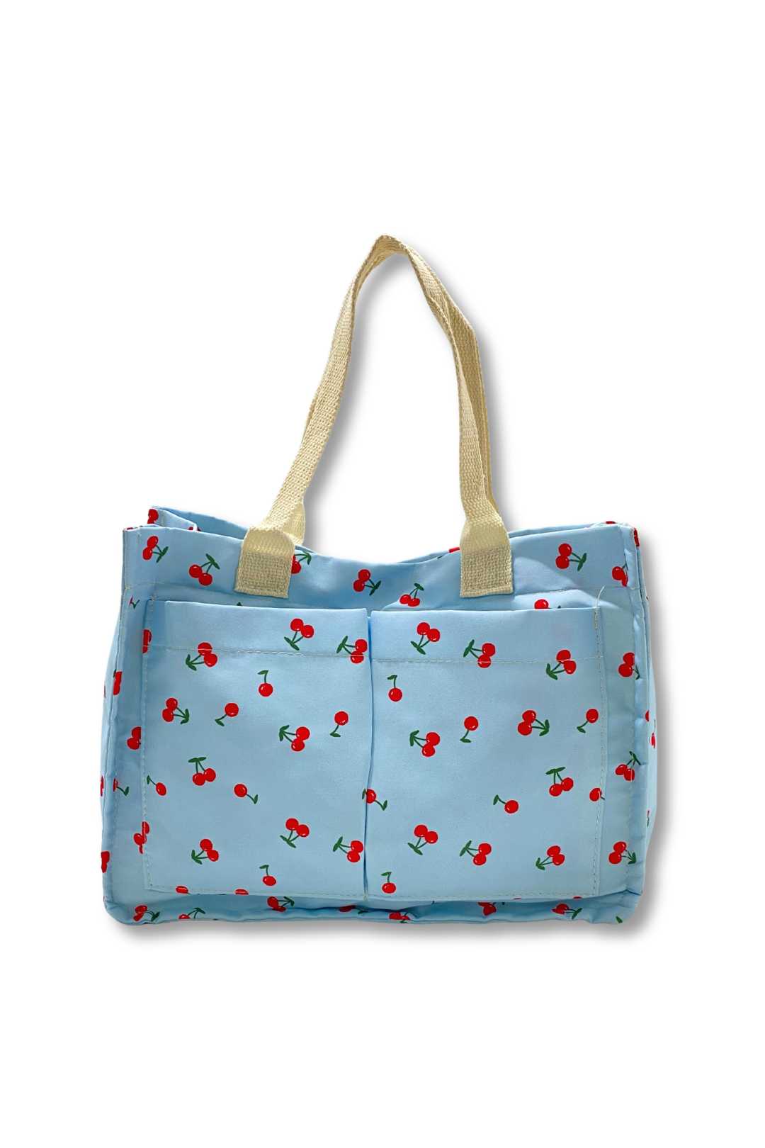 AB412 Cherry Print Canvas Tote Bag