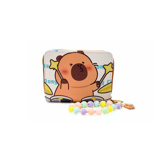 S3797 Capybara Mini Wallet with beaded Wristlet strap