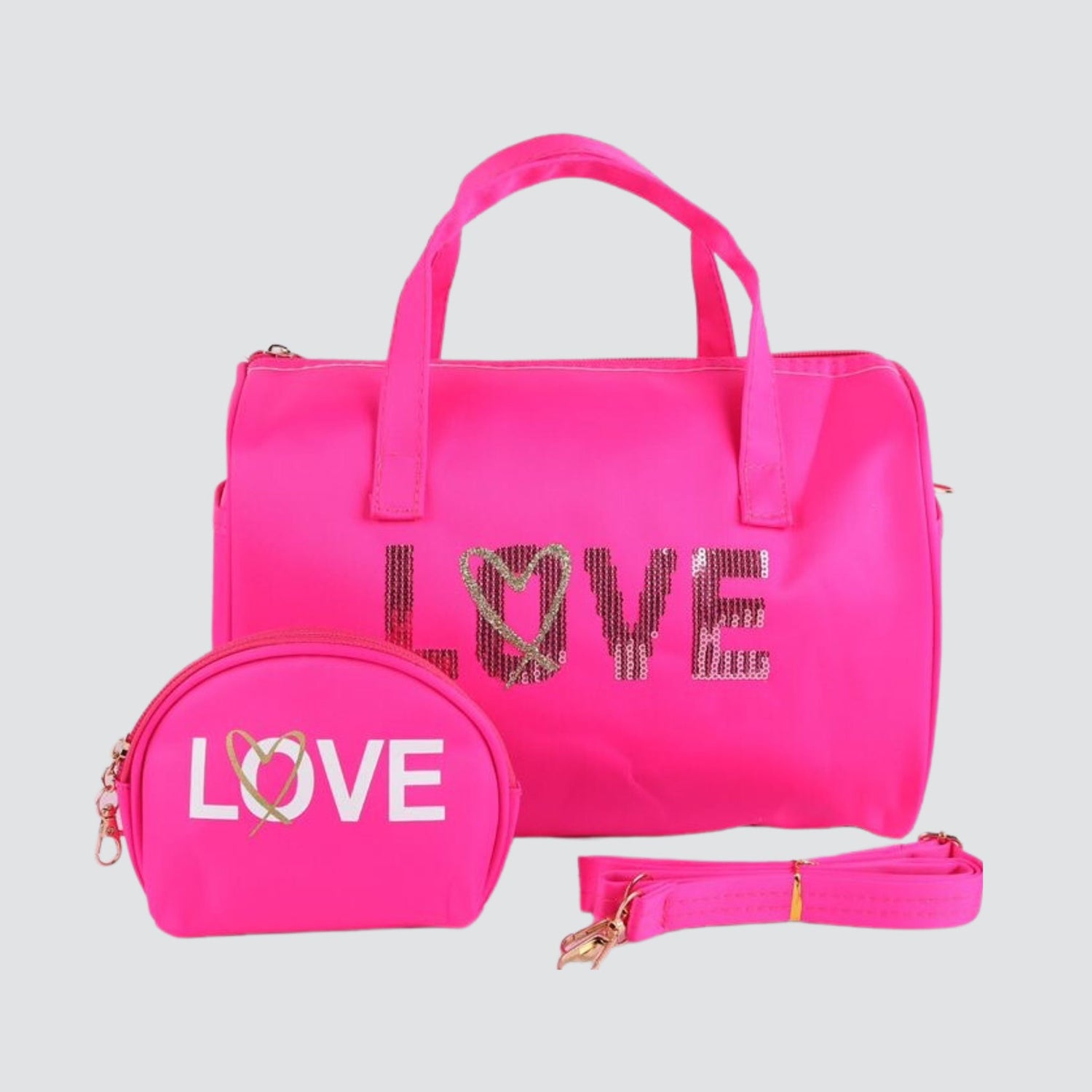 Fuchsia Pink Love Mini bag and pouch