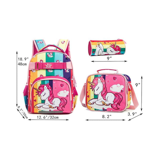 Pink Unicorn 3-Piece Backpack Set