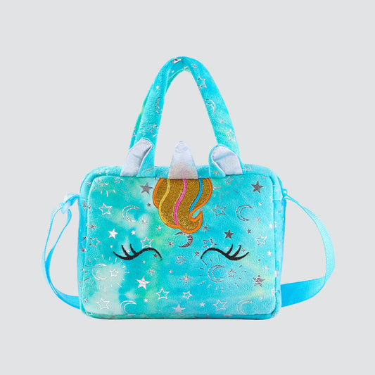 Aqua Blue Unicorn Plush Handbag / Crossbody