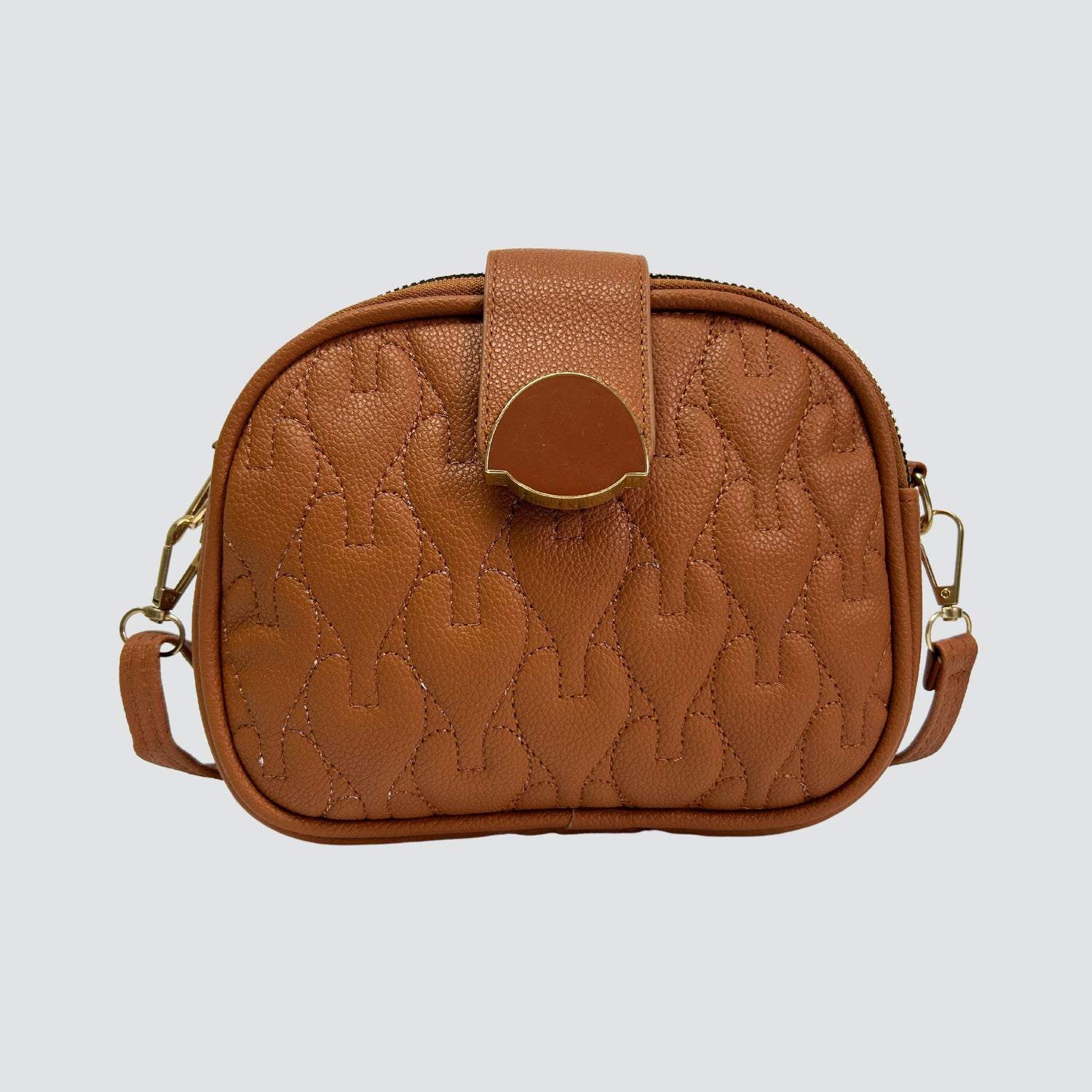 Brown 3 Sectioned Crossbody Bag