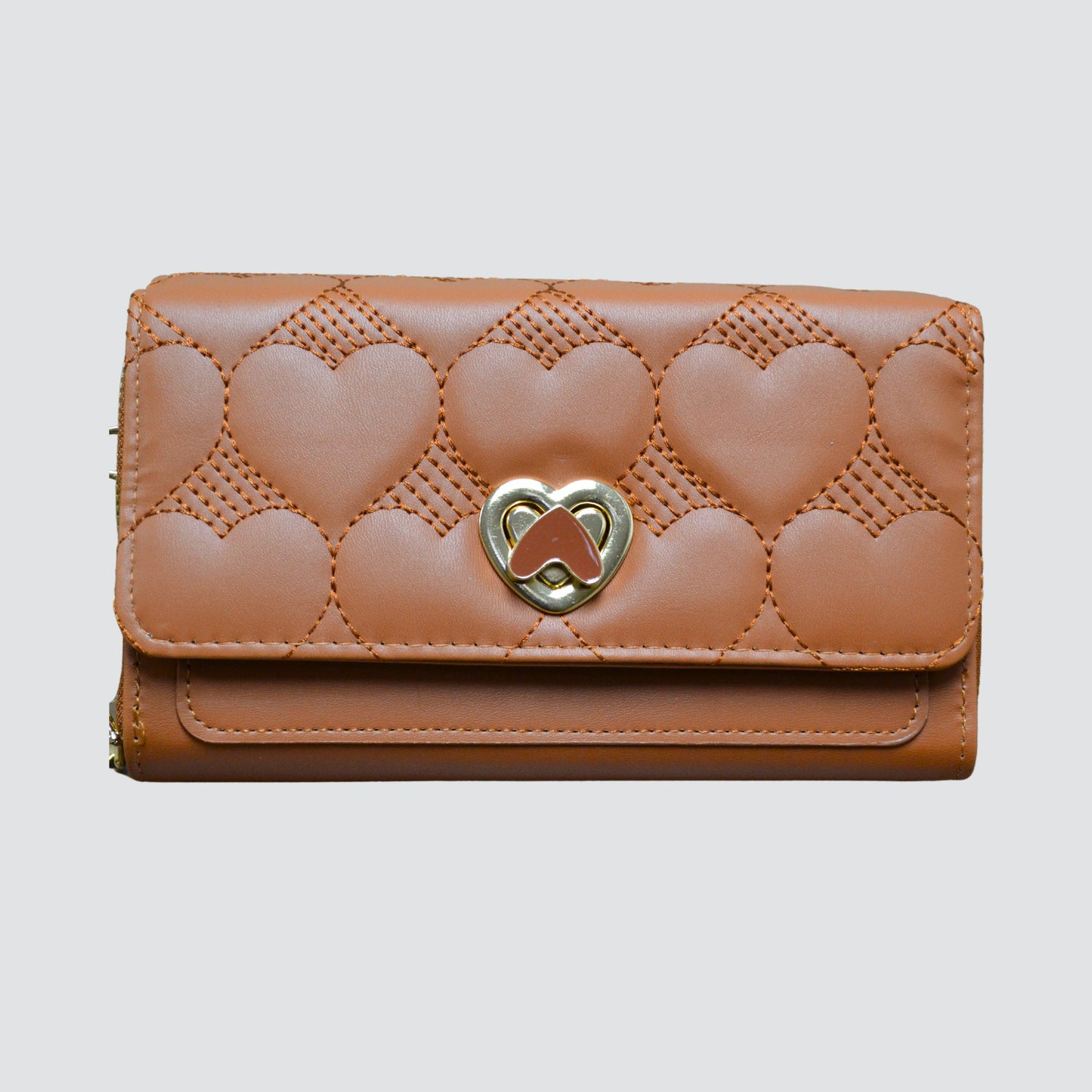 Brown Heart Detail Wallet / Crossbody