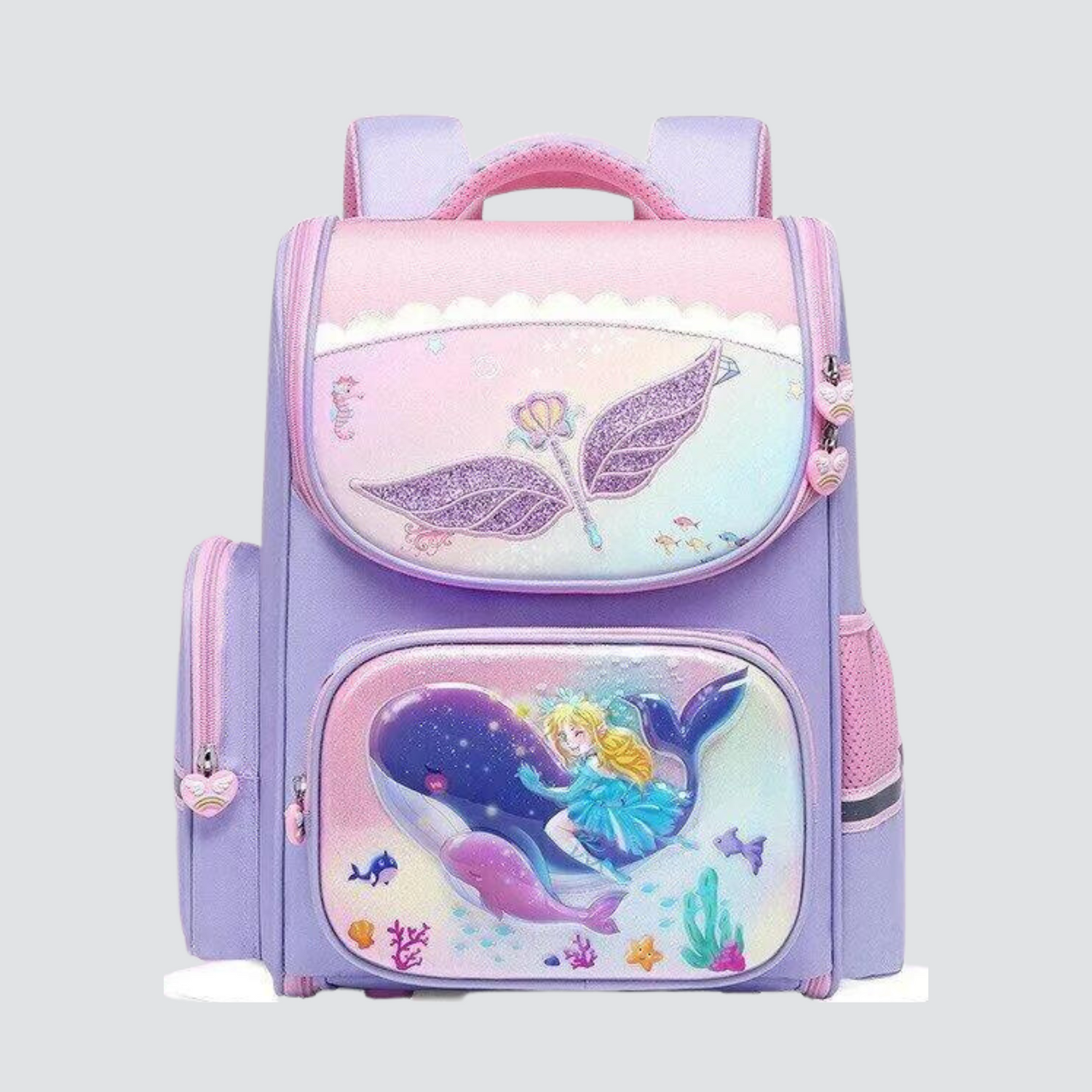 Purple Backpack with With Magical Wand and Princess Print 