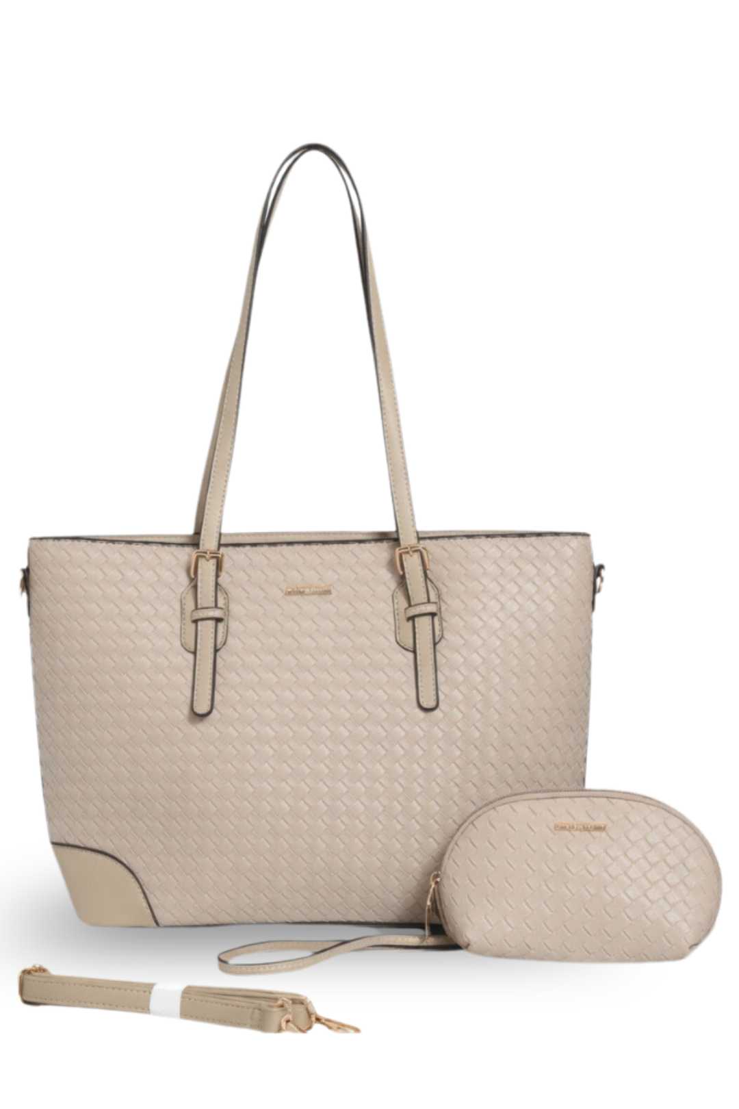 Woven Luxe 3-in-1 Tote Bag Set with Matching Pouch