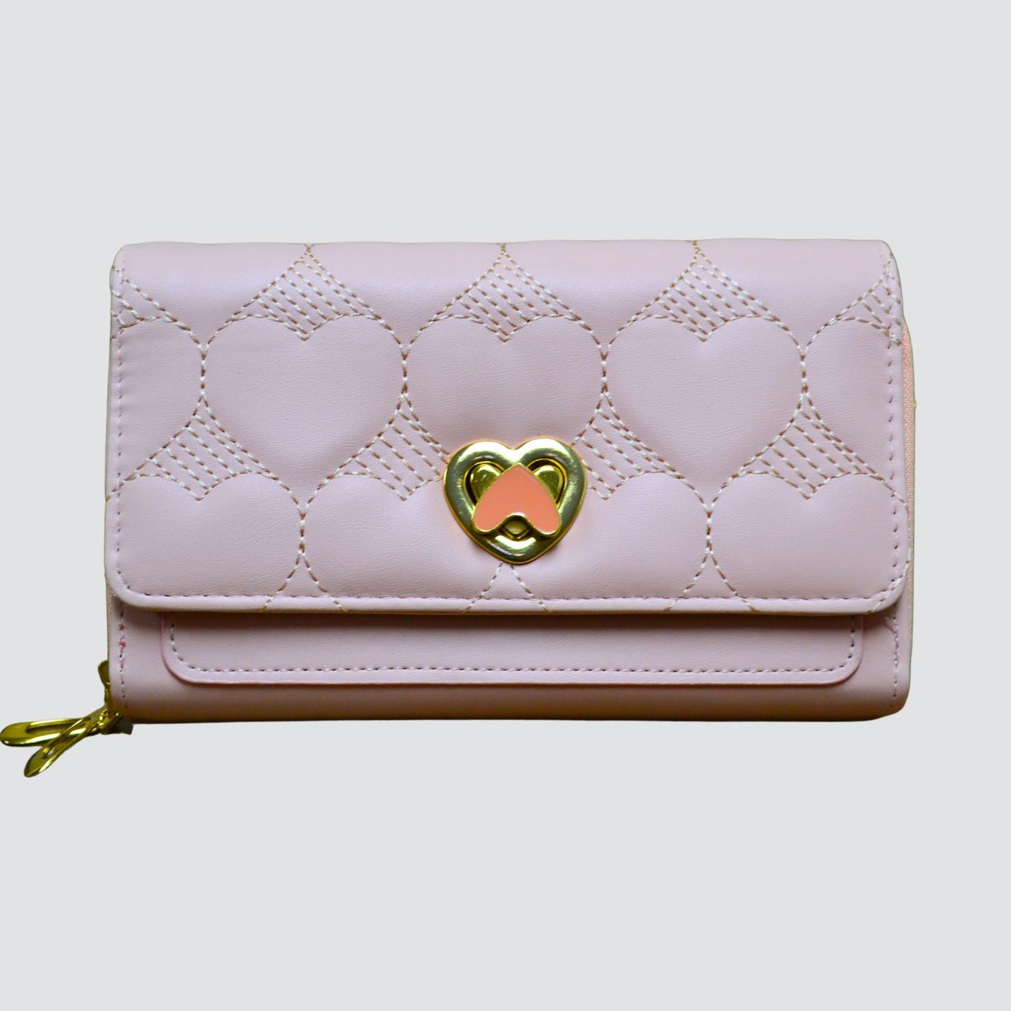 Light Pink Heart Detail Wallet / Crossbody