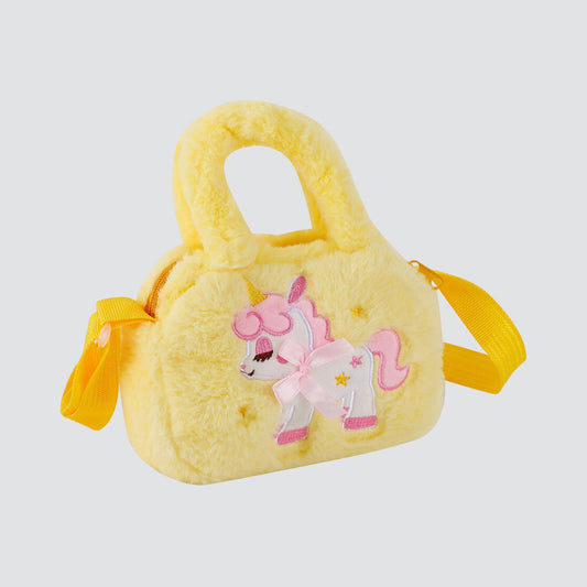 Yellow Unicorn Plush Handbag / Crossbody