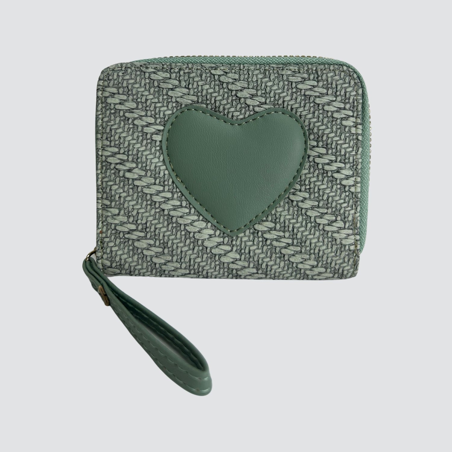 Green Heart Print Mini Wallet