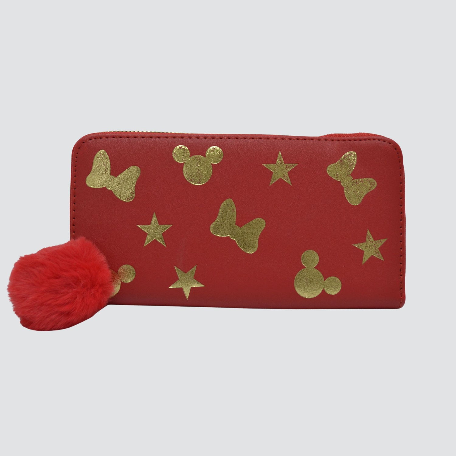 Red Mickey Mouse Wallet with Gold Detailing