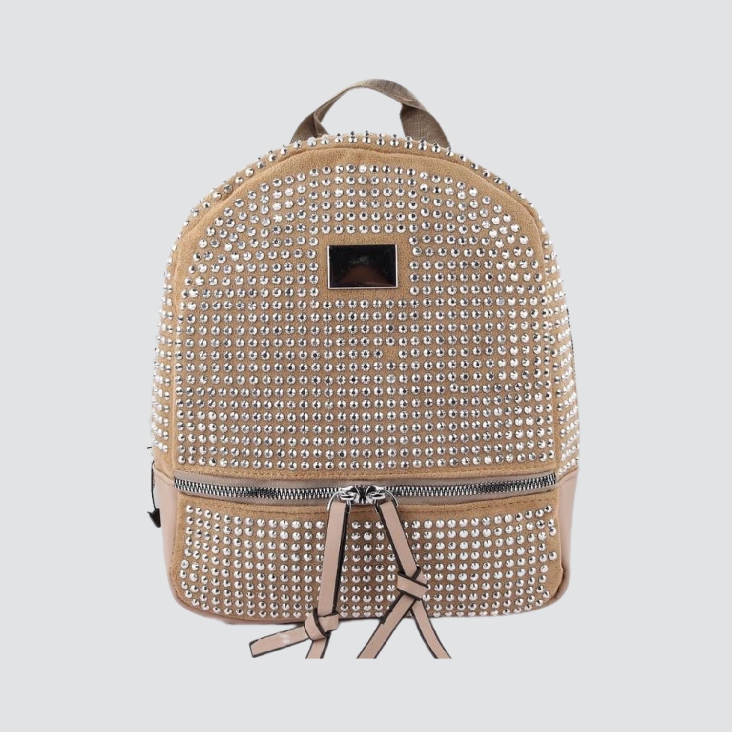 Khaki Rhinestone Fashion Backpack