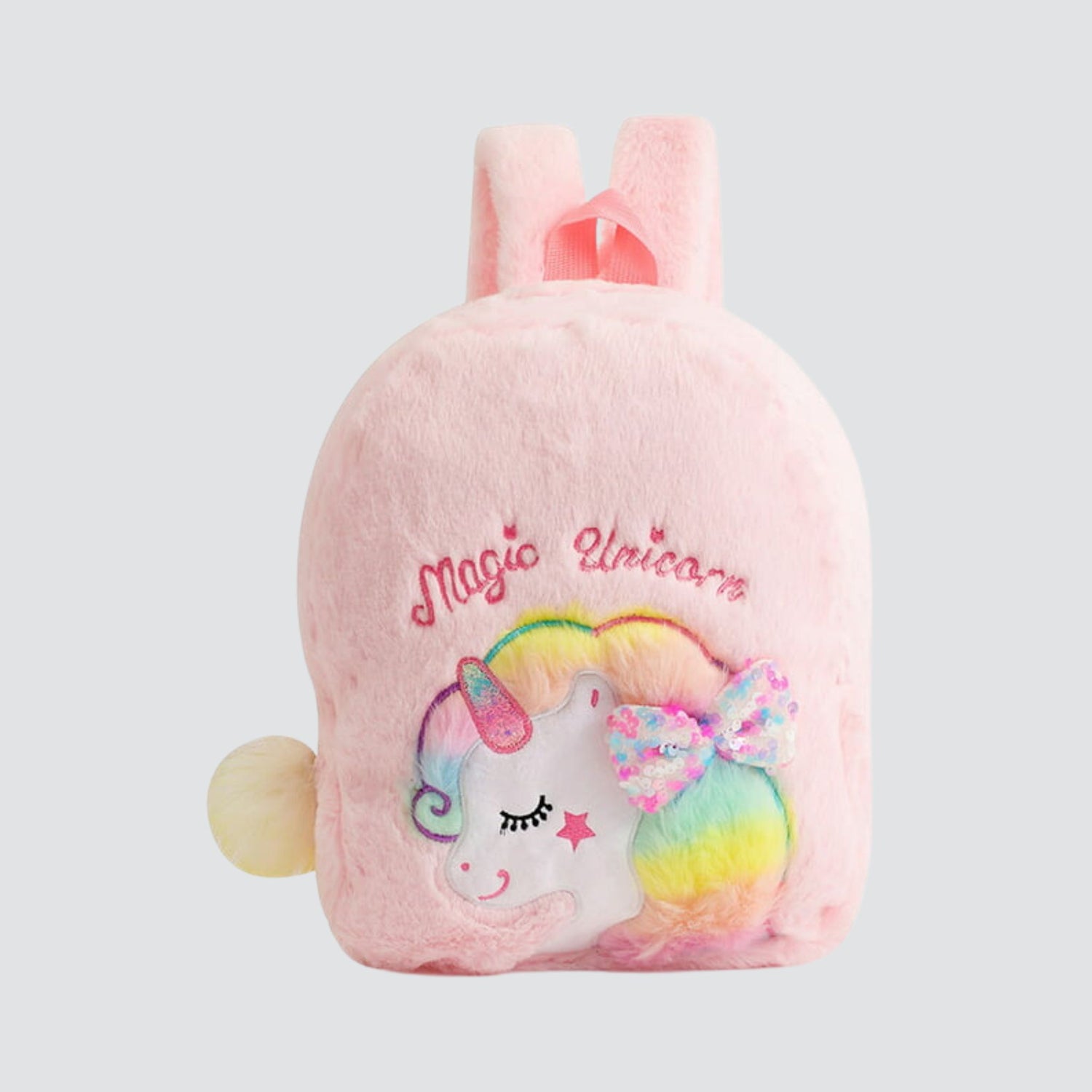 Plain Pink Unicorn Plush Backpack