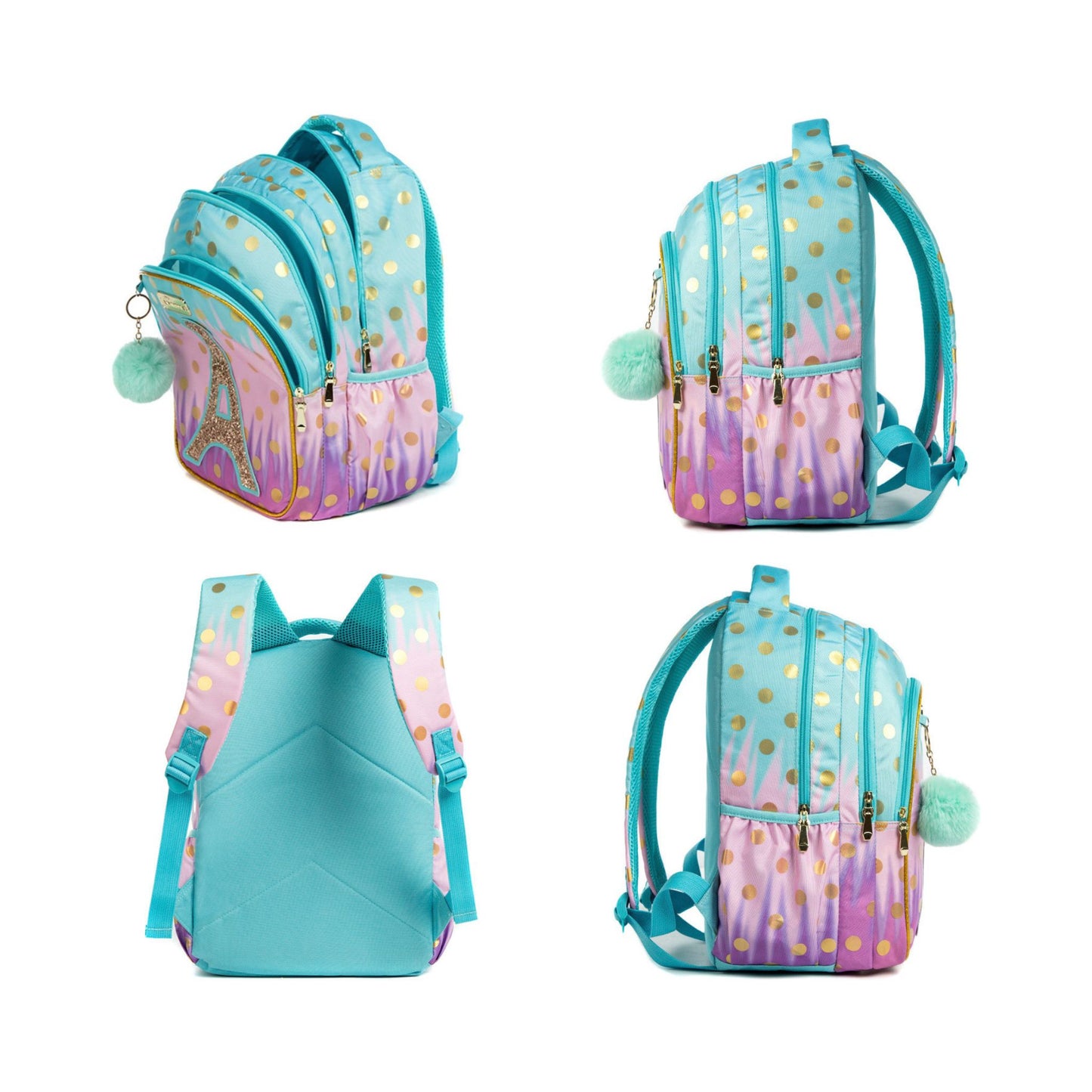 Glitter Eiffel Tower 3-Piece Backpack Set