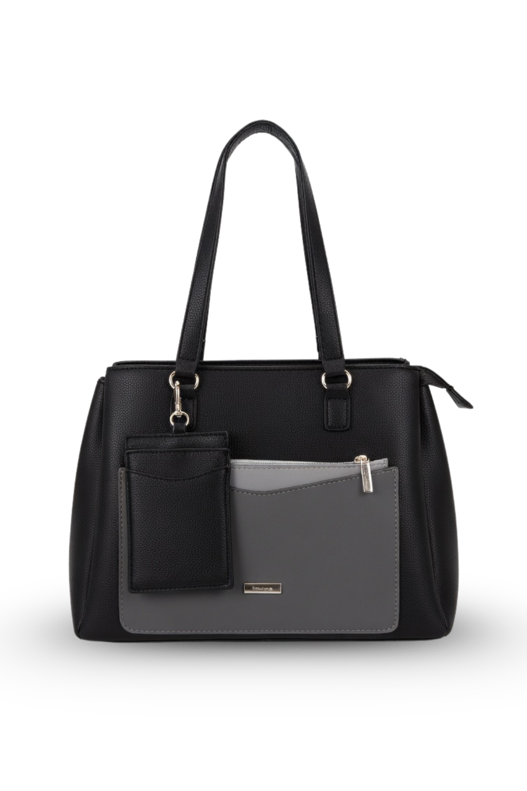 Color block Tote Handbag with Card Holder