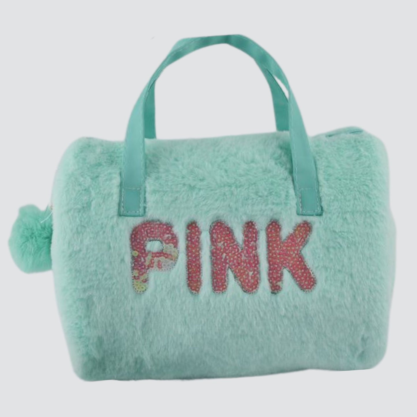 Mint Green Plush PINK branded MINI bag