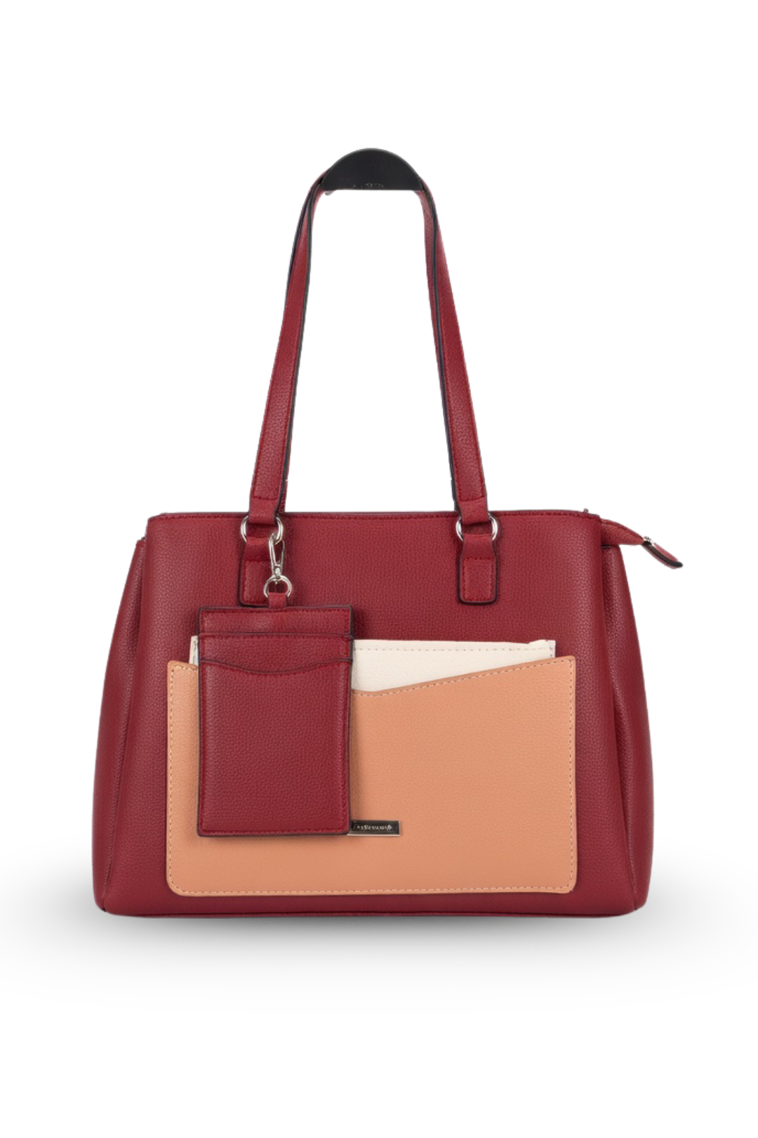 Color block Tote Handbag with Card Holder
