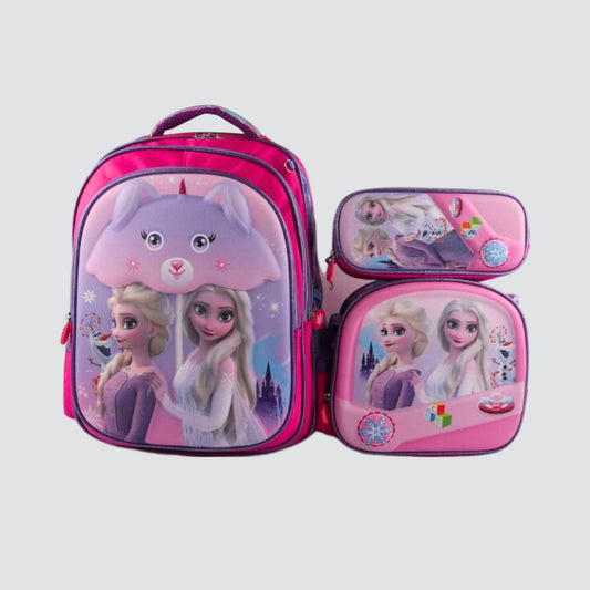 Elsa holding an umbrella with eyes, detachable trolley set with pencil case and lunch bag