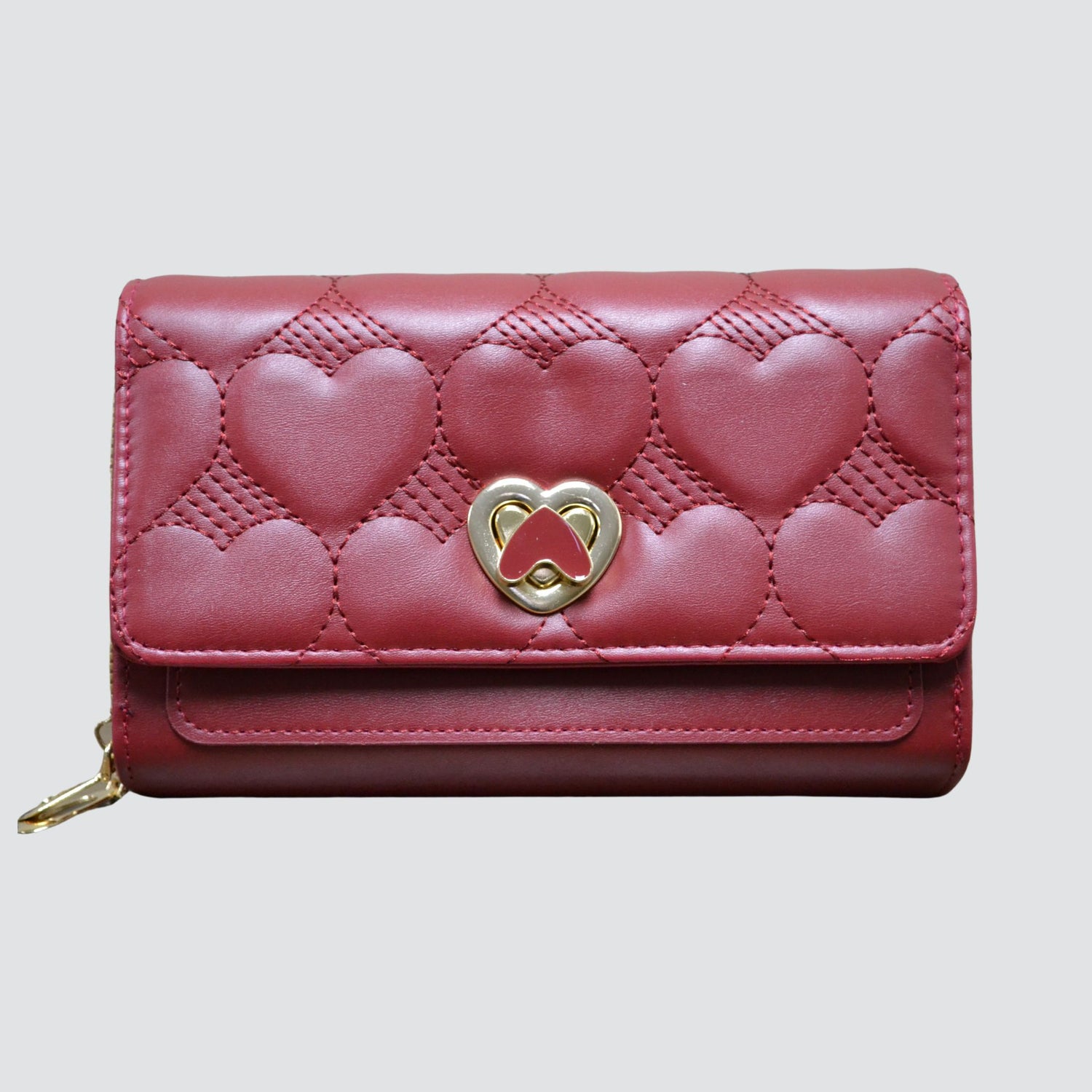 Burgundy Heart Detail Wallet / Crossbody